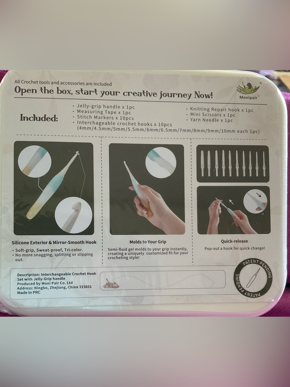 Interchangeable Crochet Hook Set with Jelly-Grip Handle - White and Pink - Picture 2 of 4
